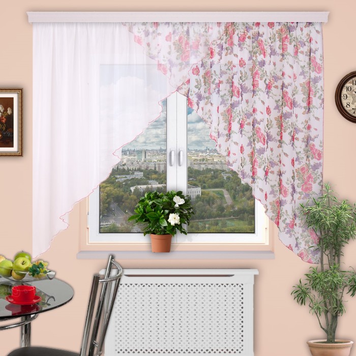 Штора для кухни "Дуэт", размер 180х400 см-1 шт. цвет 80