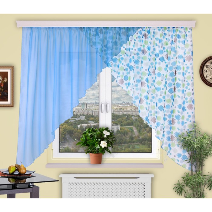 Штора для кухни "Дуэт", размер 180х400 см-1 шт. цвет 142