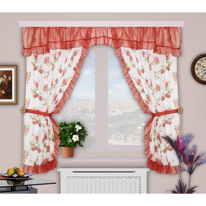 Шторы "Забава", 150х180 см-2 шт., ламбрекен 50х300 см, цвет 09