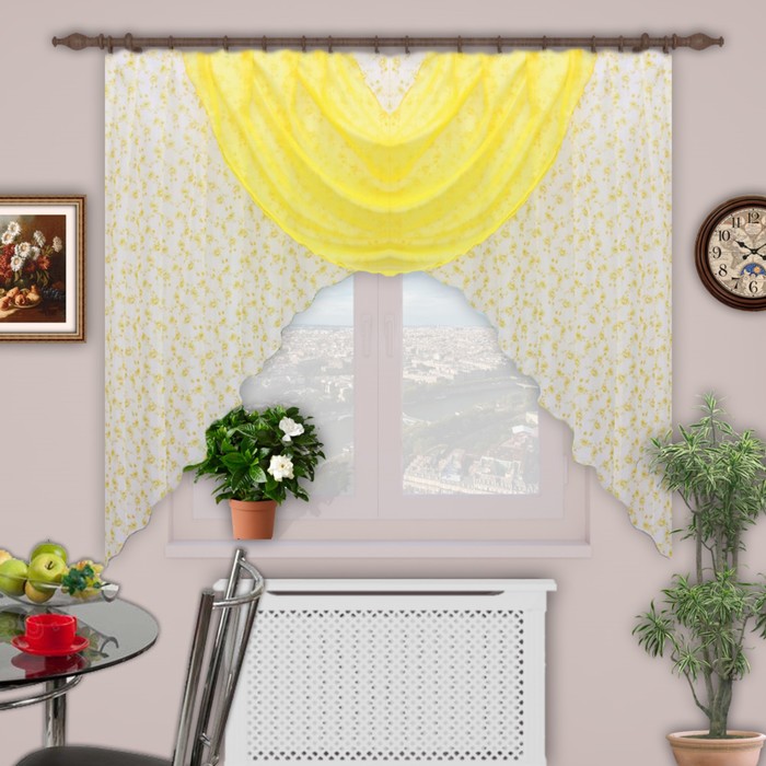 Штора для кухни "Парус", размер 180х400 см-1 шт., вуаль цвет 76