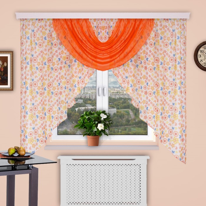 Штора для кухни "Парус", размер 180х400 см-1 шт., вуаль цвет 140