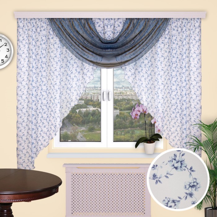 Штора для кухни "Парус", размер 180х400 см-1 шт., вуаль цвет 24