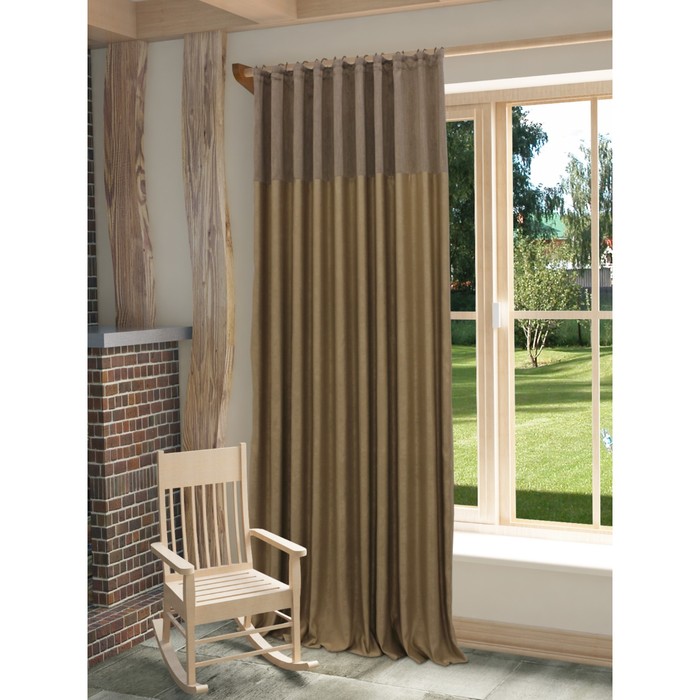 Портьера Эльза, ш. 200 х в. 260 см, тёмно-бежевый, 100% полиэстер