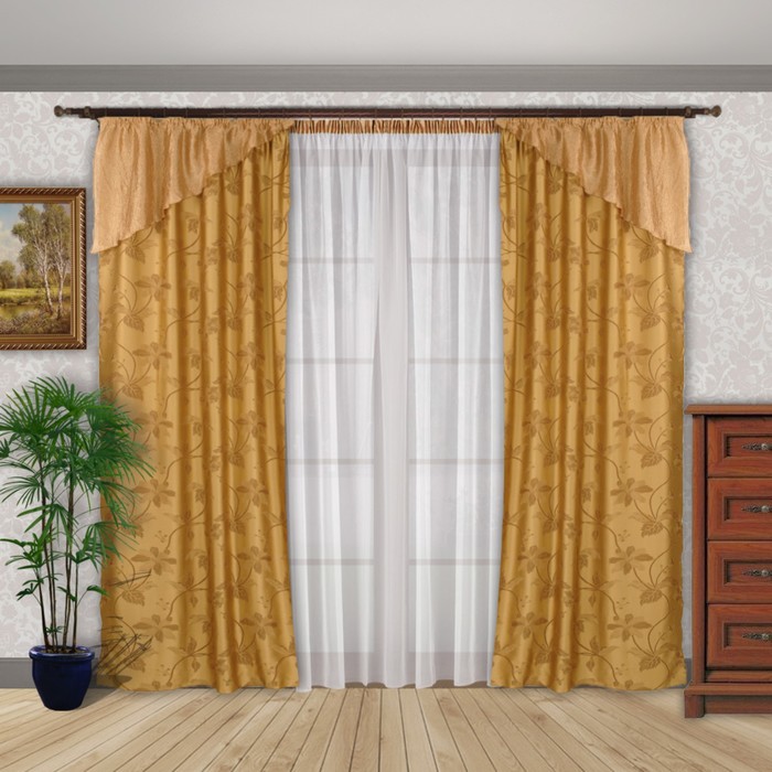 Шторы "Аллегро экстра", 180х280 см-2 шт., ламбрекен 70х140 см, цвет 371