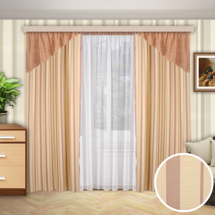 Шторы "Аллегро", 150х260 см-2 шт., ламбрекен 70х140 см-2 шт. цвет 622