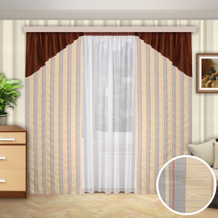 Шторы "Аллегро", 150х260 см-2 шт., ламбрекен 70х140 см-2 шт. цвет 620