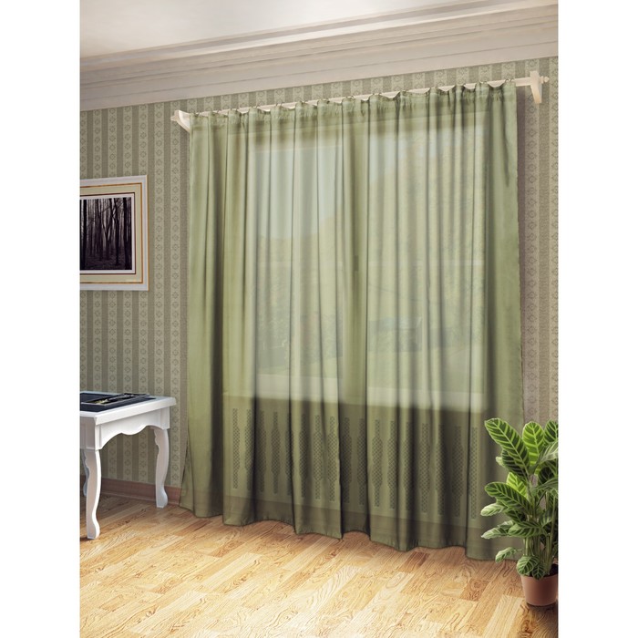 Тюль Пегги, ш. 300 х в. 280 см, хаки, 100% полиэстер