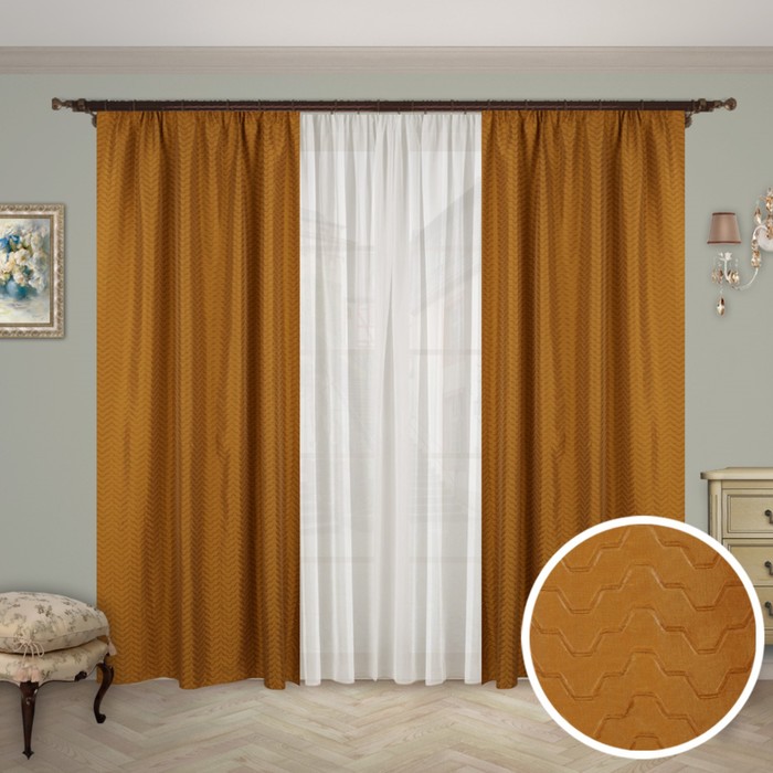 Шторы "Альянс", размер 150х260 см-2 шт., тюль 260х300 см-1 шт. цвет 1134