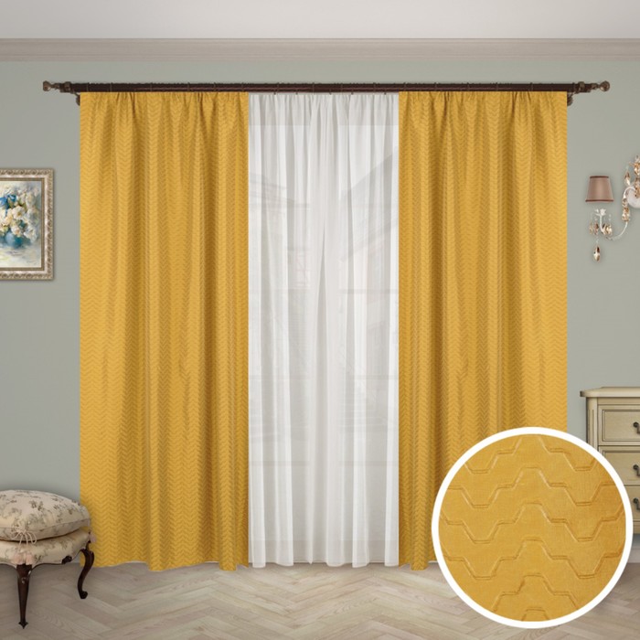 Шторы "Альянс", размер 150х260 см-2 шт., тюль 260х300 см-1 шт. цвет 1136