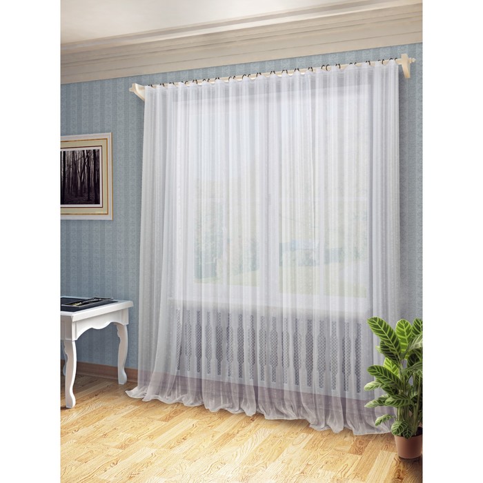 Тюль Сара, ш. 300 х в. 260 см, белый, 100% полиэстер