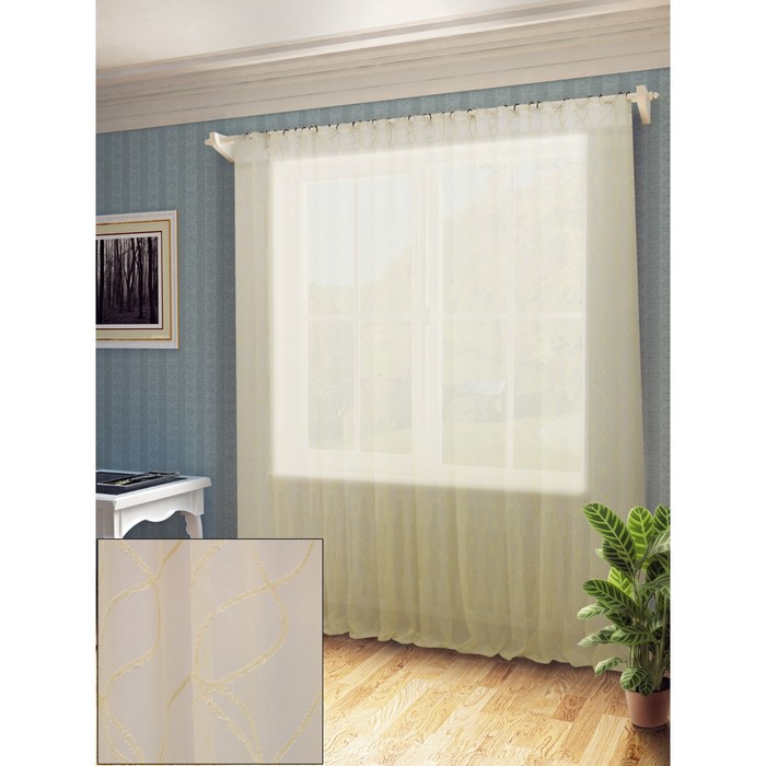 Тюль Тина, ш. 300 х в. 260 см, экрю, 100% полиэстер