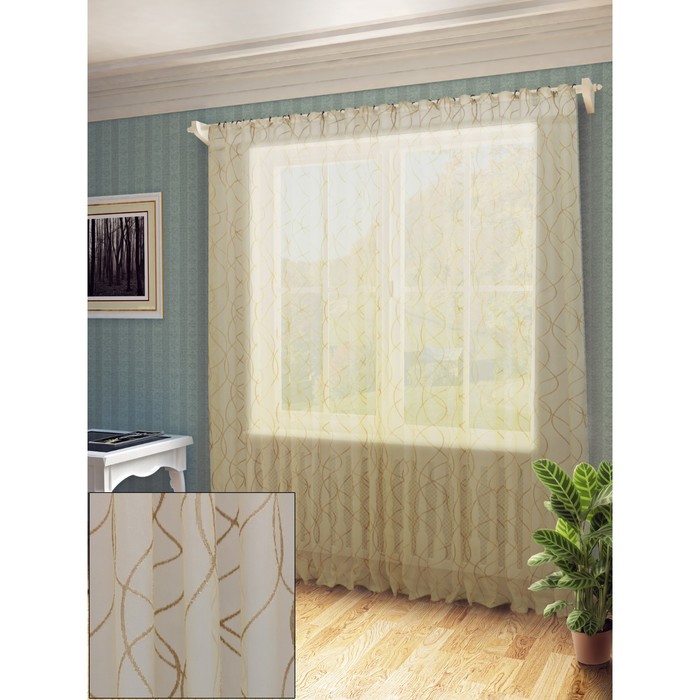 Тюль Тина, ш. 300 х в. 260 см, тёмно-бежевый, 100% полиэстер