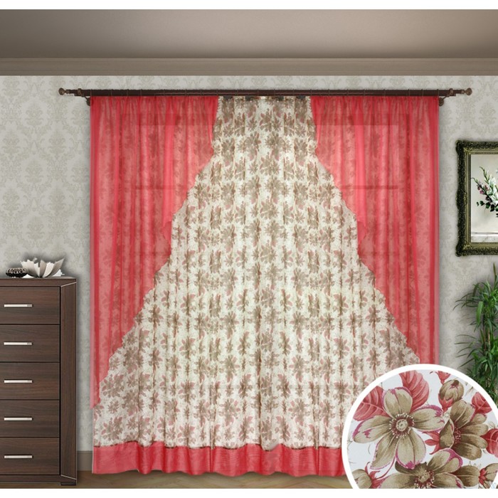 Шторы "Ария", размер 260х280 см-1 шт., углы 240х240 см-2 шт. цвет 138