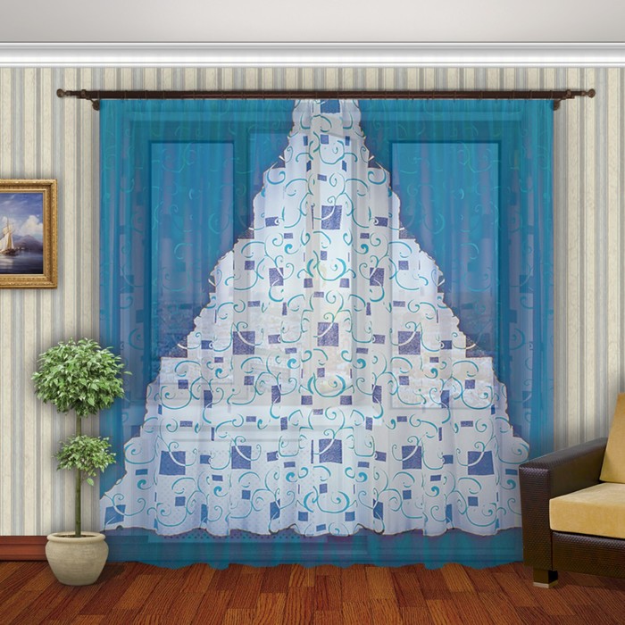 Шторы "Ария", размер 260х280 см-1 шт., углы 240х240 см-2 шт. цвет 14