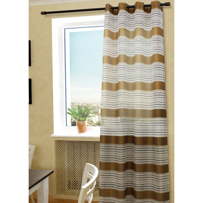 Тюль Зебра, ш. 145 х в. 260 см, светло-коричневый, 100% полиэстер