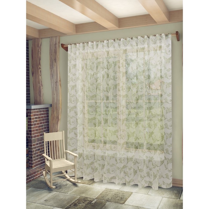 Тюль Изабелла, ш. 300 х в. 260 см, зелёный, 100% полиэстер