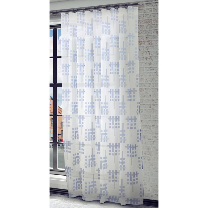 Тюль Квадро, ш. 300 х в. 280 см, голубой, 100% полиэстер