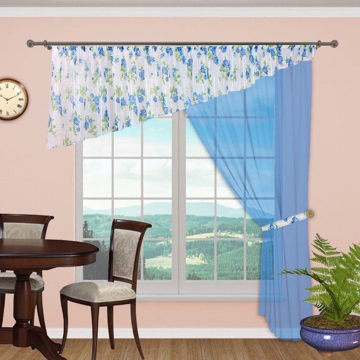 Шторы кухонные "Бриз", 260х300 см-1 шт., лабрекен 70х500 см, цвет 39