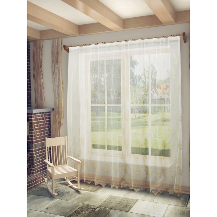 Тюль Виктория, ш. 300 х в. 260 см, бежево-золотистый, 100% полиэстер