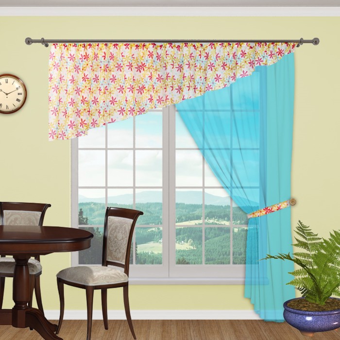 Шторы кухонные "Бриз", 260х300 см-1 шт., лабрекен 70х500 см, цвет 9