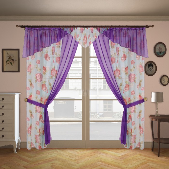 Шторы "Экстра", 215х250 см-2 шт., ламбрекен 70х550 см, подхваты-2 шт. цвет 186