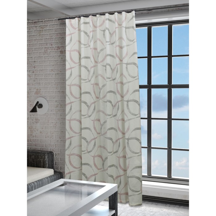 Портьера Симона, ш. 200 х в. 260 см, розово-серый, 70% хлопок, 30% полиэстер