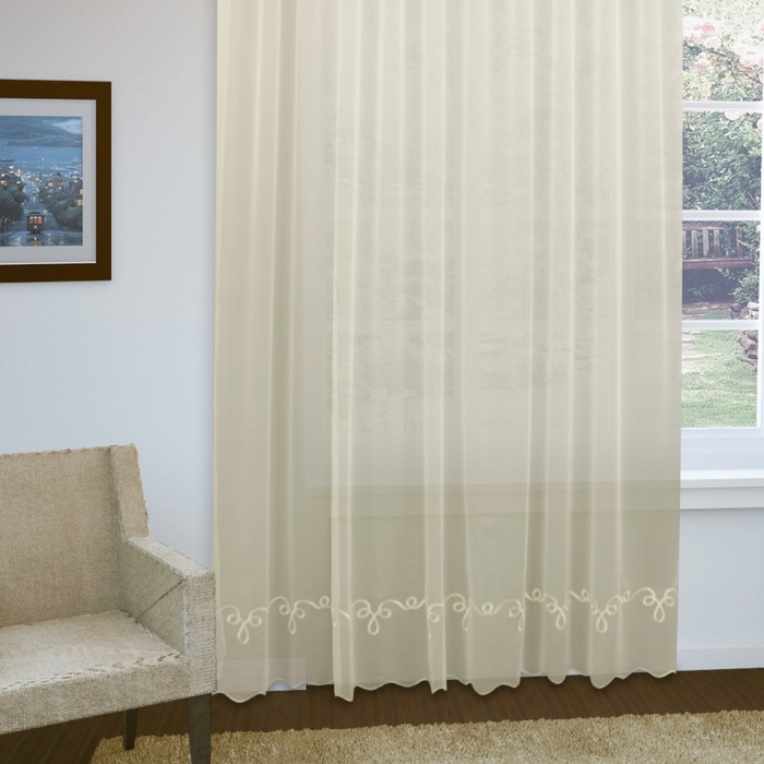 Тюль Салли, ш. 250 х в. 260 см, бежевый, 100% полиэстер