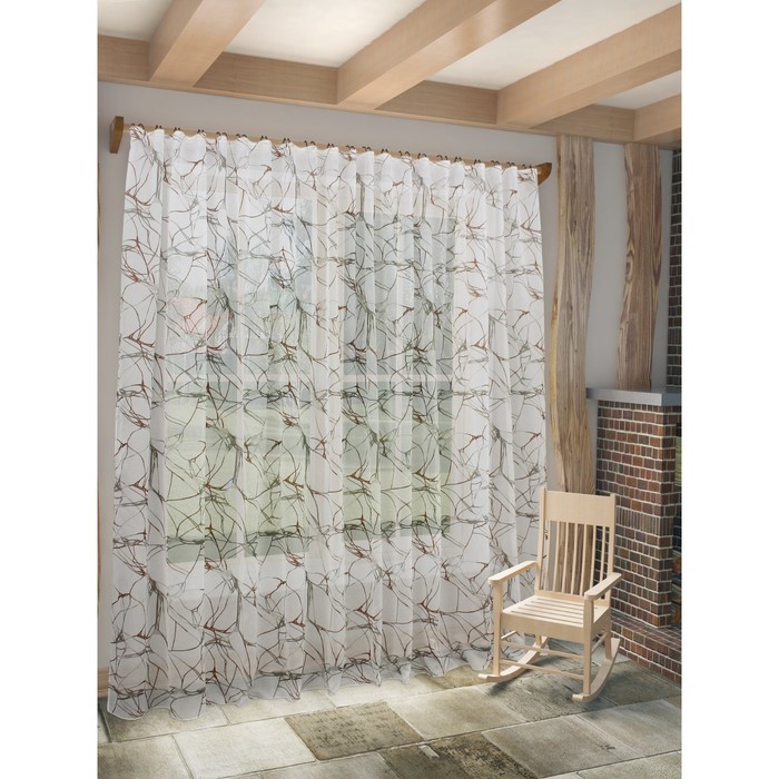 Тюль Вида, ш. 400 х в. 260 см, бежево-терракотовый, 100% полиэстер