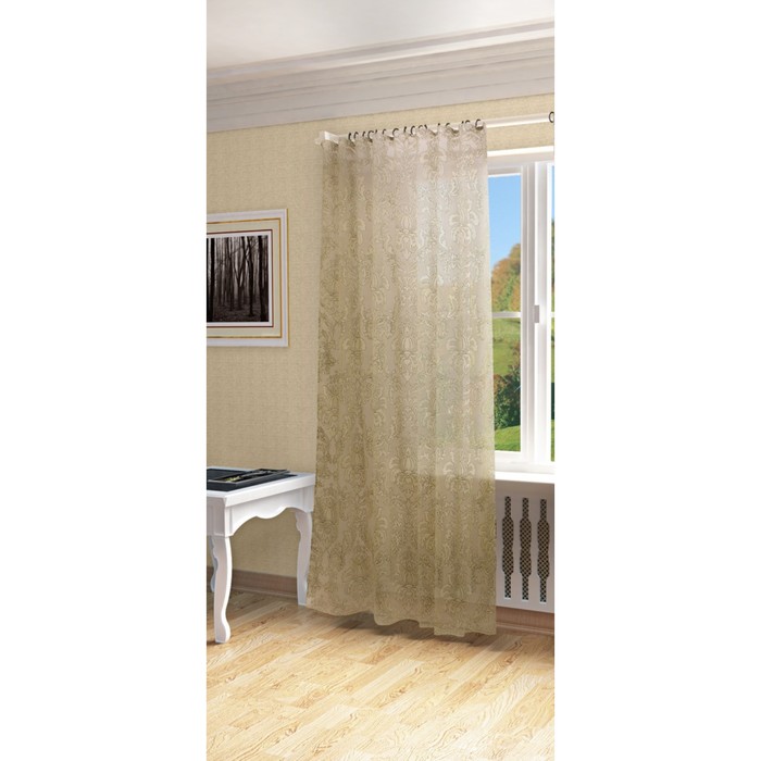 Тюль Рейна, ш. 300 х в. 280 см, бежево-хакки, 70% вискоза, 30% полиэстер