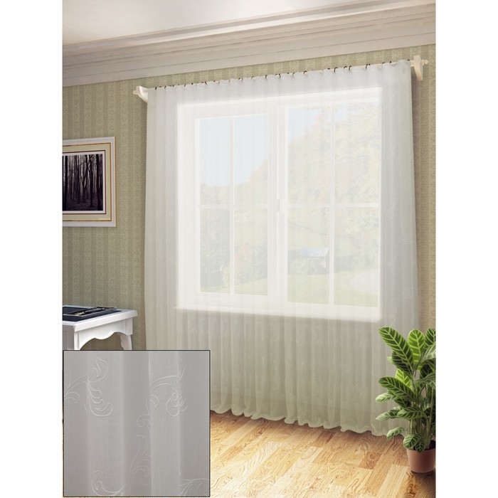 Тюль Дора, ш. 300 х в. 260 см, белый, 100% полиэстер