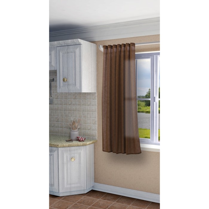 Портьера Седар, ш. 145 х в. 200 см, темно-коричневый, 100% полиэстер