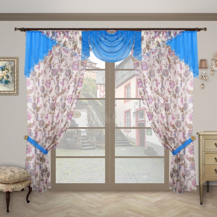 Шторы "Камелия", 200х280 см-2 шт., ламбрекен 70х320 см, цвет 189