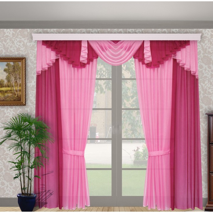 Шторы "Карамельная фантазия", 150х250 см-4 шт, ламбрекен 70х320  см цвет S1