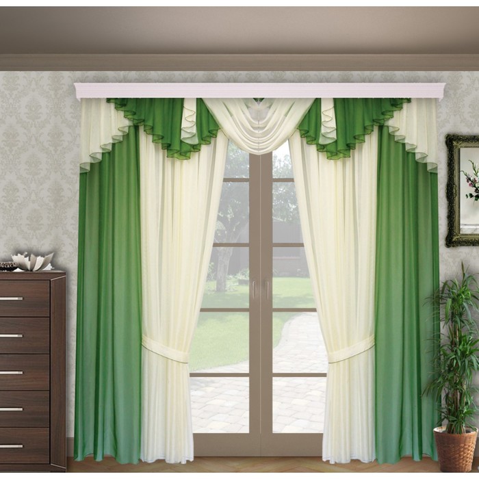 Шторы "Карамельная фантазия", 150х250 см-4 шт, ламбрекен 70х320  см цвет S2