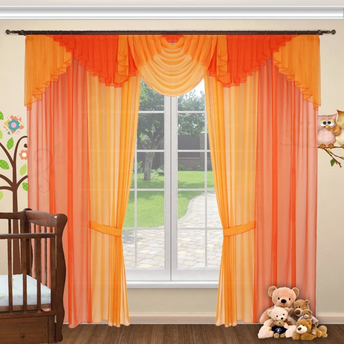 Шторы "Карамельная фантазия", 150х250 см-4 шт, ламбрекен 70х320  см цвет S5