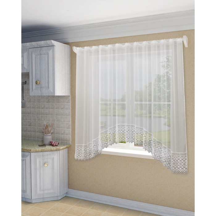 Тюль "Кристл", ш 285 х в 190 см, цвет белый, 100% полиэстер