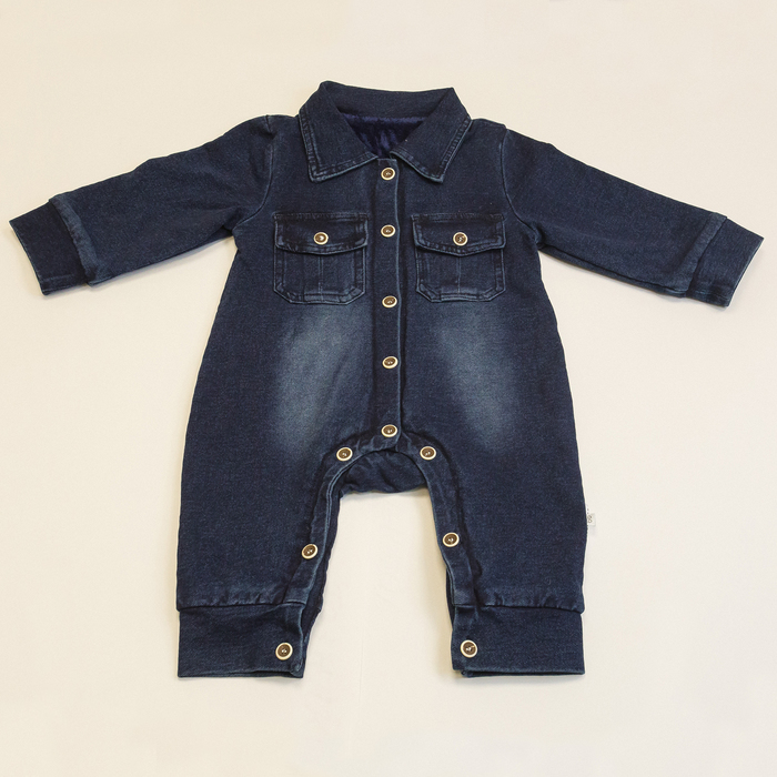 Комбинезон детский "Джинс 2", рост 80 см, цвет тёмно-синий