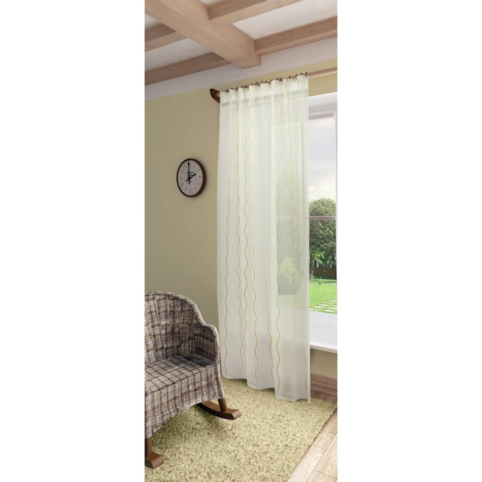 Тюль Клерис, ш. 300 х в. 280 см, бежево-золотой, 100% полиэстер