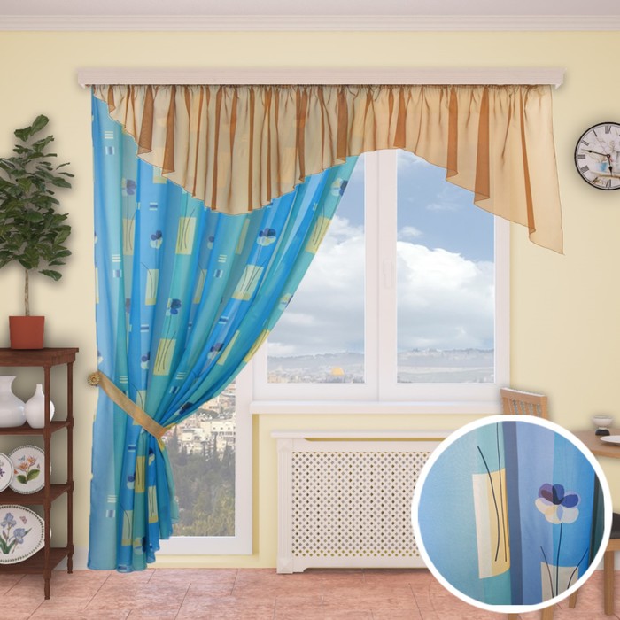Шторы "Лагуна", 260х300 см-1 шт., ламбрекен 70х500 см, 1 подхват 2780