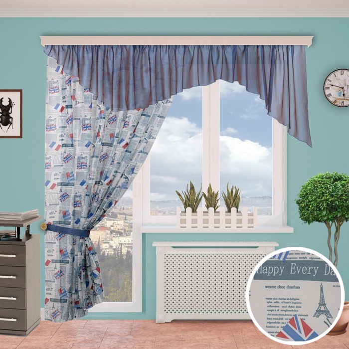 Шторы "Лагуна", 260х300 см-1 шт., ламбрекен 70х500 см, 1 подхват цвет 120