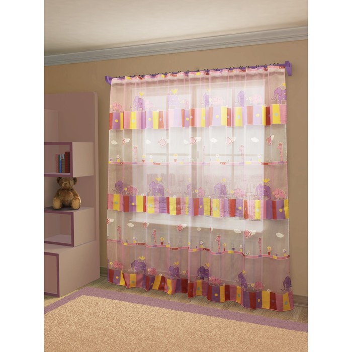 Тюль Эльфина, ш. 300 х в. 260 см, розово-фиолетовый, 100% полиэстер