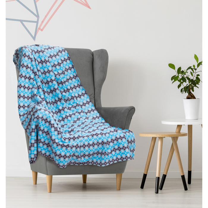 Плед "Экономь и Я" Синие ромбы, 150х130 см, пл. 150 г/м², 100% п/э