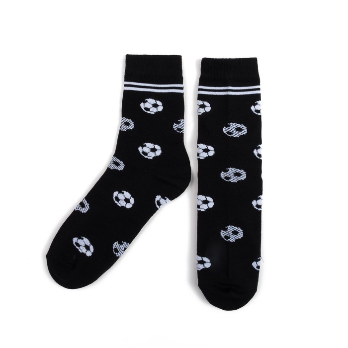 Носки мужские "Мяч", чёрный, р-р 41-44 (27-29 см) 80% хл,15% п/а, 5% эл