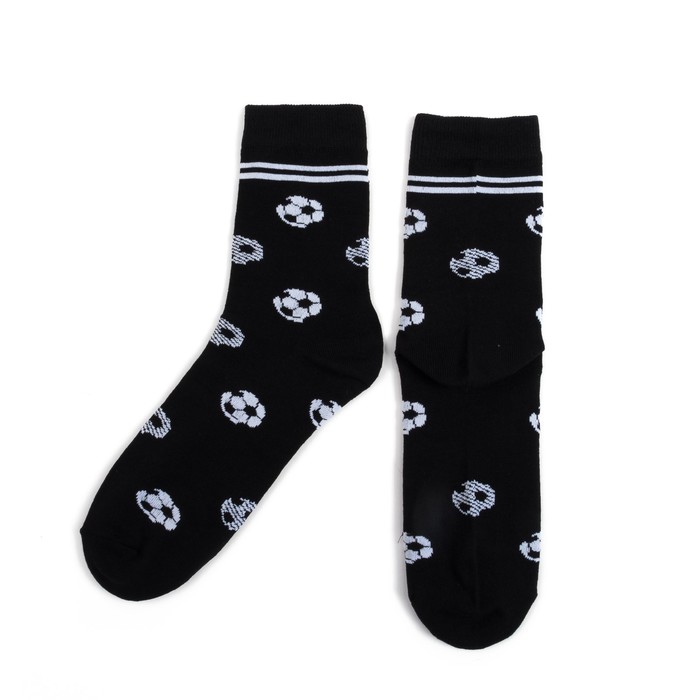 Носки мужские "Мяч", чёрный, р-р 41-44 (27-29 см) 80% хл,15% п/а, 5% эл