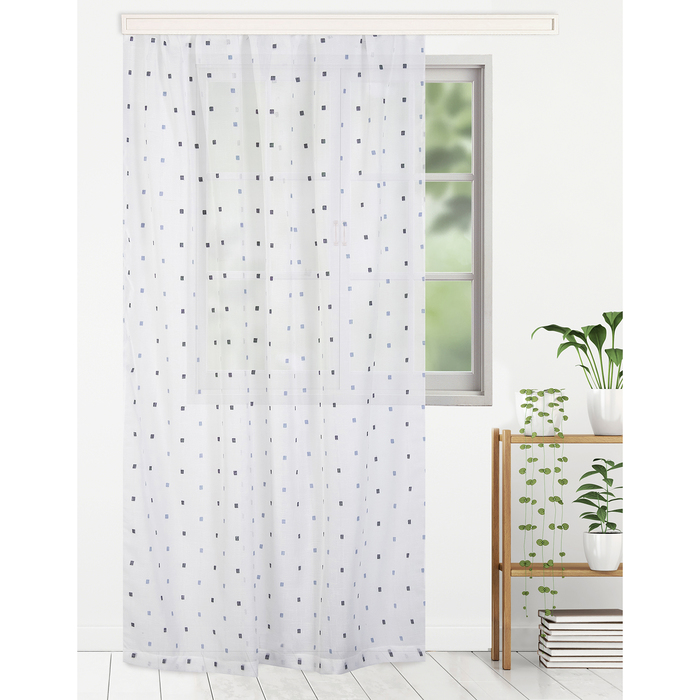 Тюль "Этель" 200х260 см Геометрия голубой 100% п/э