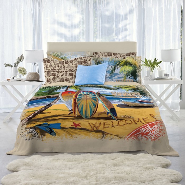КПБ Surf дуэт, размер 215х240 см, 145х210 см-2 шт, 50х70 см, 70х70 см по 2 шт, бязь