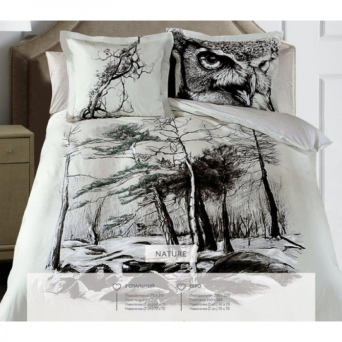 КПБ Nature 2 сп, размер 215х240 см, 175х210 см, 50х70 см, 70х70 см по 2 шт, сатин