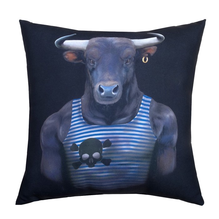 Подушка декоративная "Этель" Бык 35х35 см, п/э, напол-ль 250гр/м2