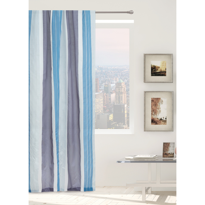 Тюль "Этель" Гамма синий 140х280 см (вертикальная полоса) 50 г/м², вуаль, 100% п/э