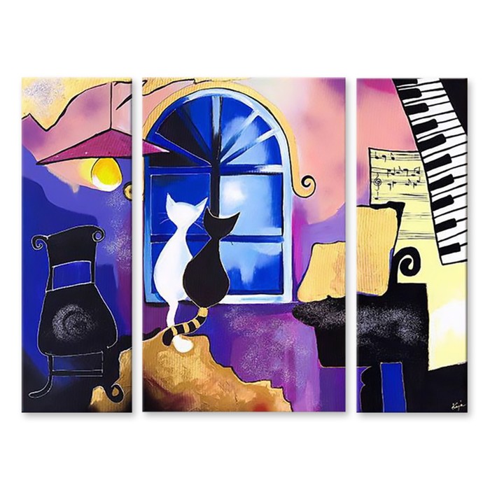 Модульная картина "Музыкальные коты" 90*67 см